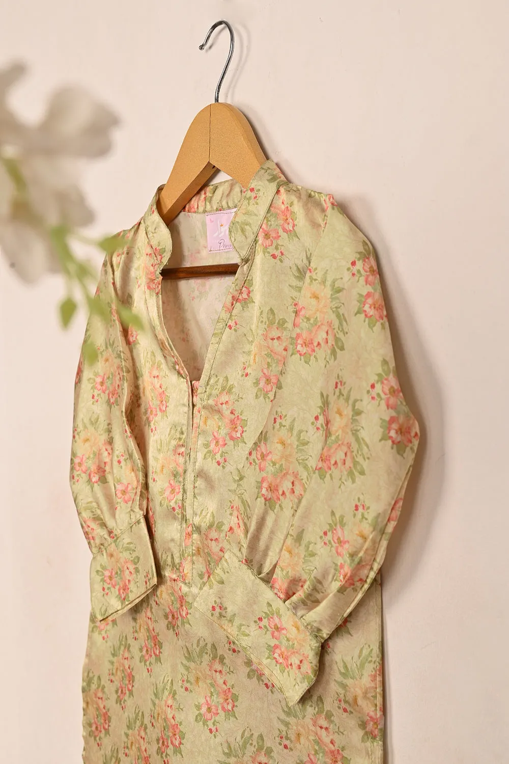 TKF-191-Pastel Yellow - Kids 2Pc Digital Silk Co-Ord Set