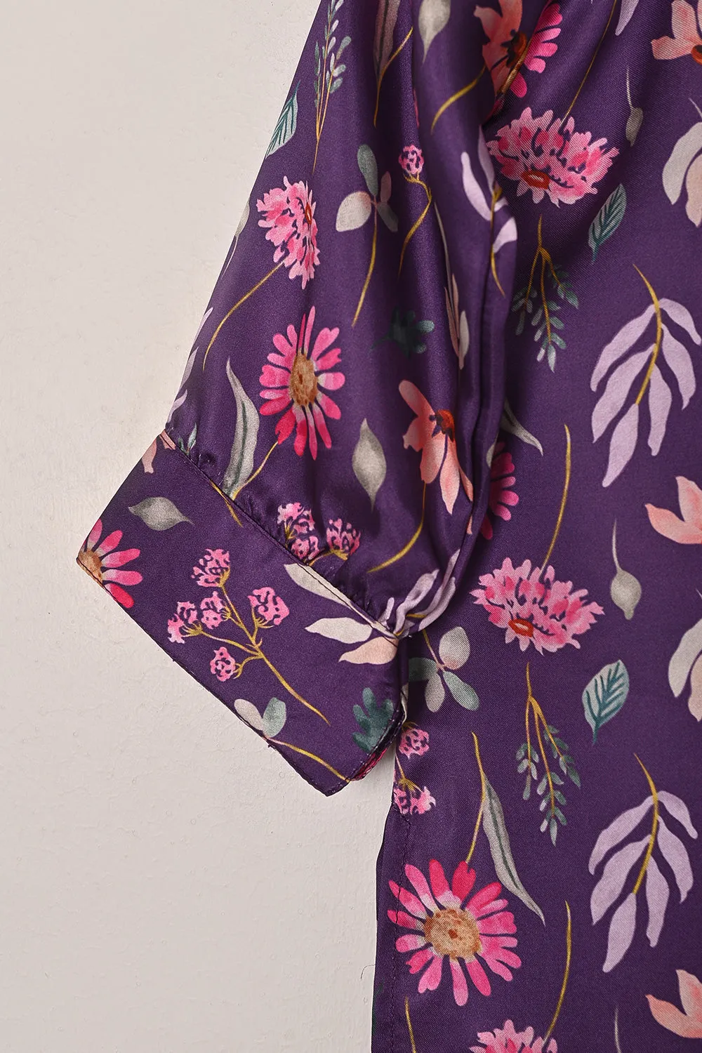 TKF-292-Purple - Kids 2Pc Digital Silk Co-Ord Set