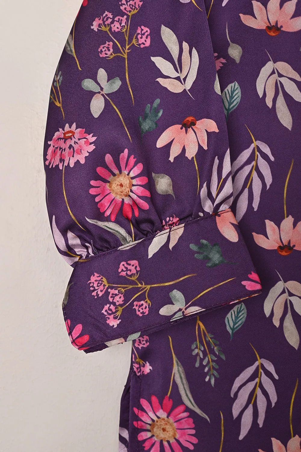 TKF-292-Purple - Kids 2Pc Digital Silk Co-Ord Set