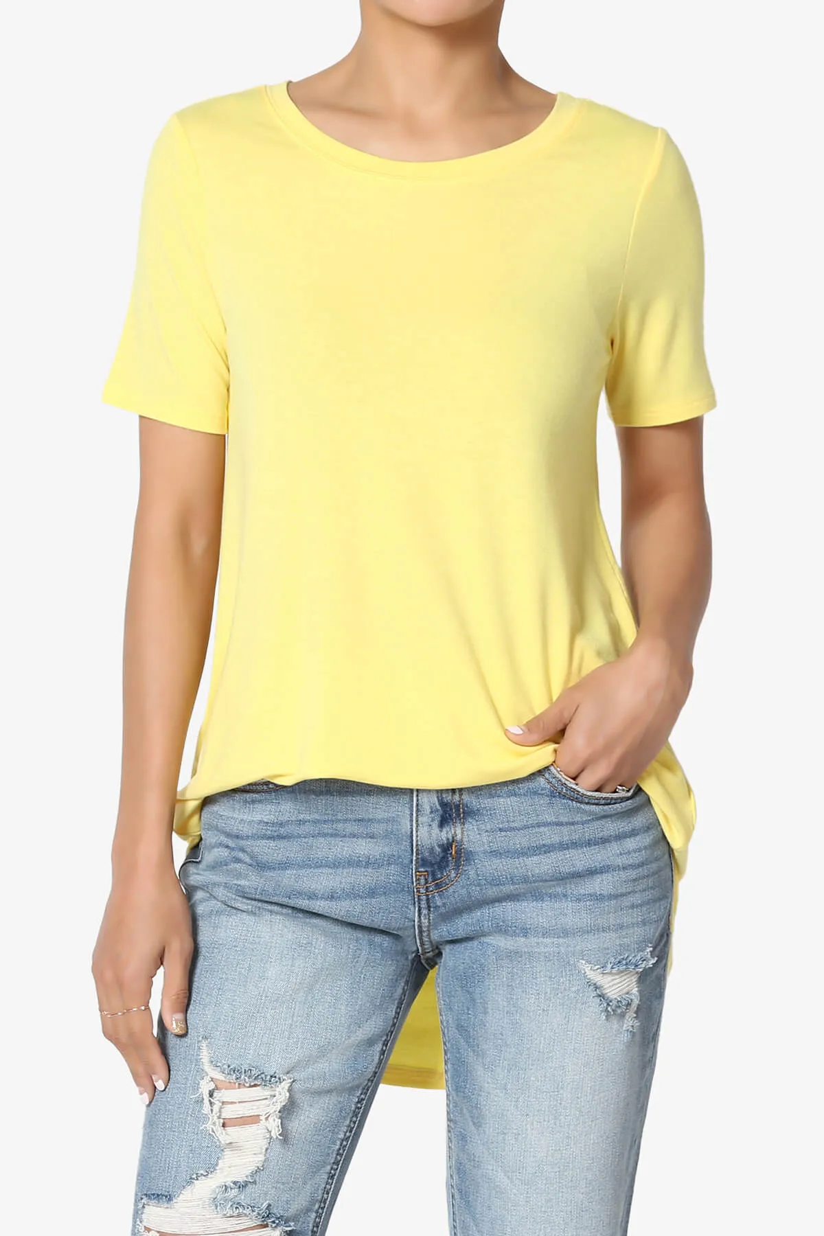 Tristan Essential Short Sleeve Round Hem Top PLUS