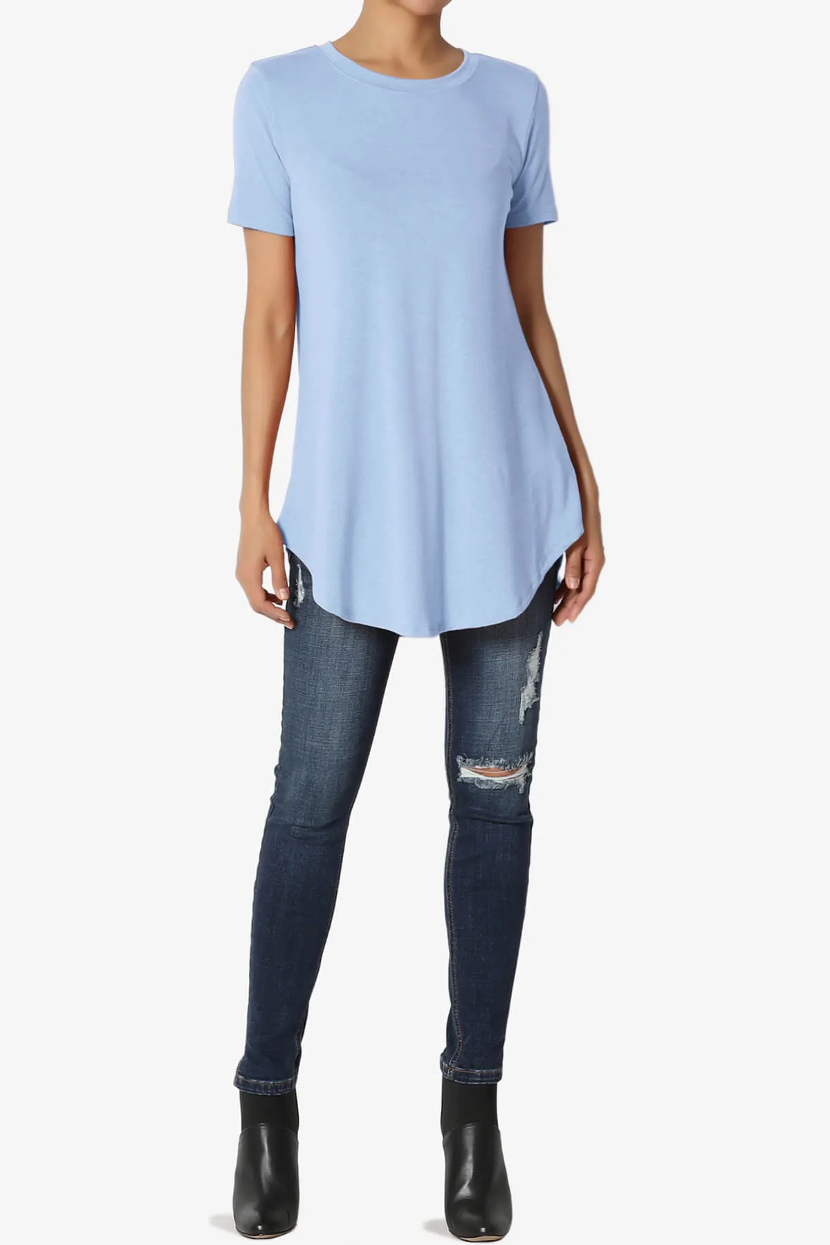 Tristan Essential Short Sleeve Round Hem Top PLUS