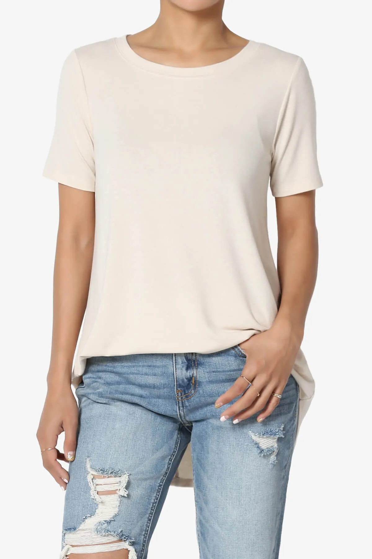 Tristan Essential Short Sleeve Round Hem Top PLUS
