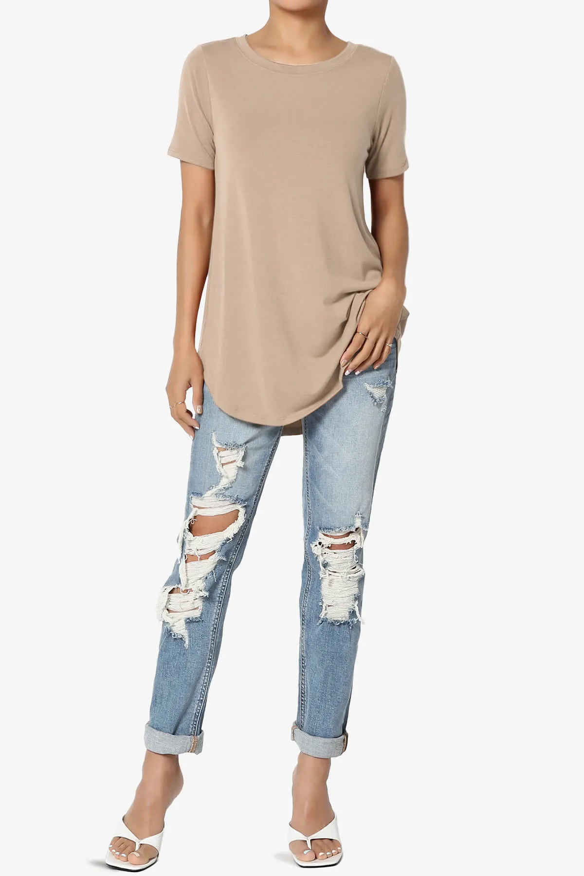 Tristan Essential Short Sleeve Round Hem Top PLUS