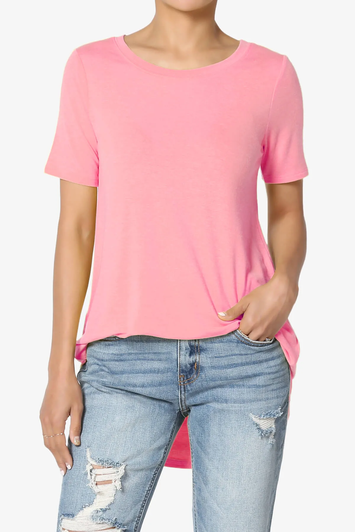 Tristan Essential Short Sleeve Round Hem Top PLUS