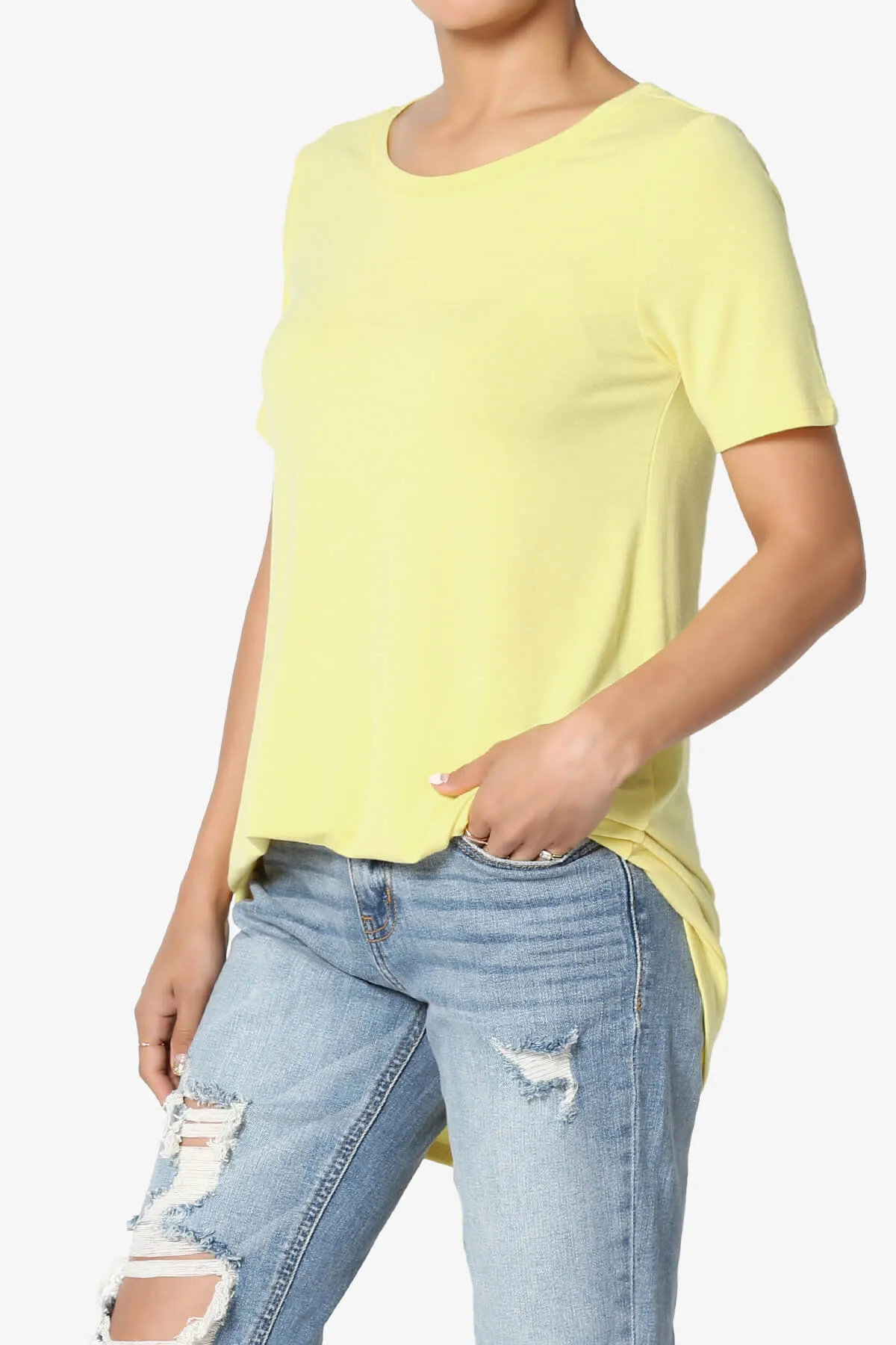 Tristan Essential Short Sleeve Round Hem Top PLUS