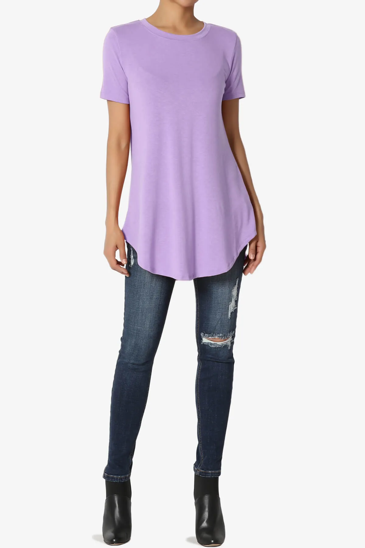 Tristan Essential Short Sleeve Round Hem Top PLUS