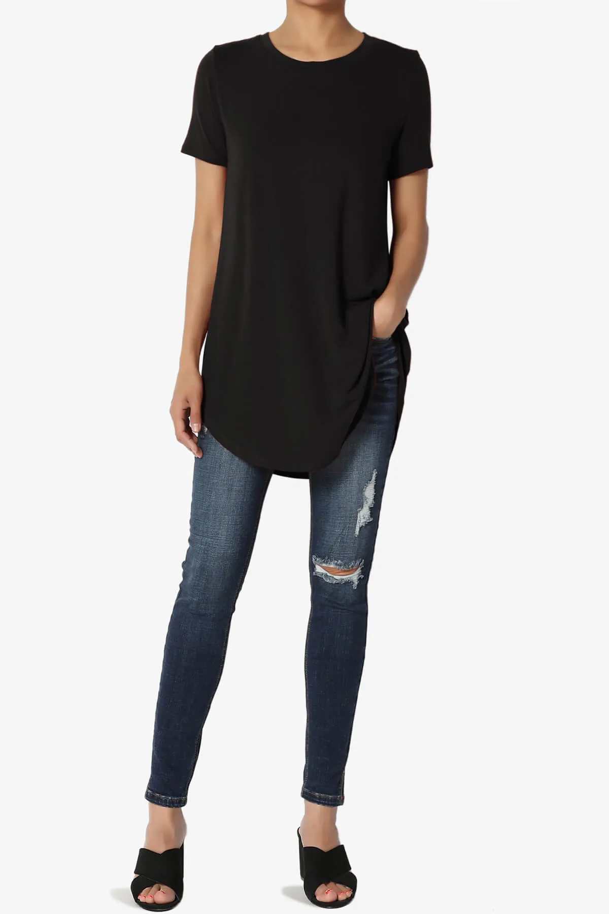 Tristan Essential Short Sleeve Round Hem Top PLUS