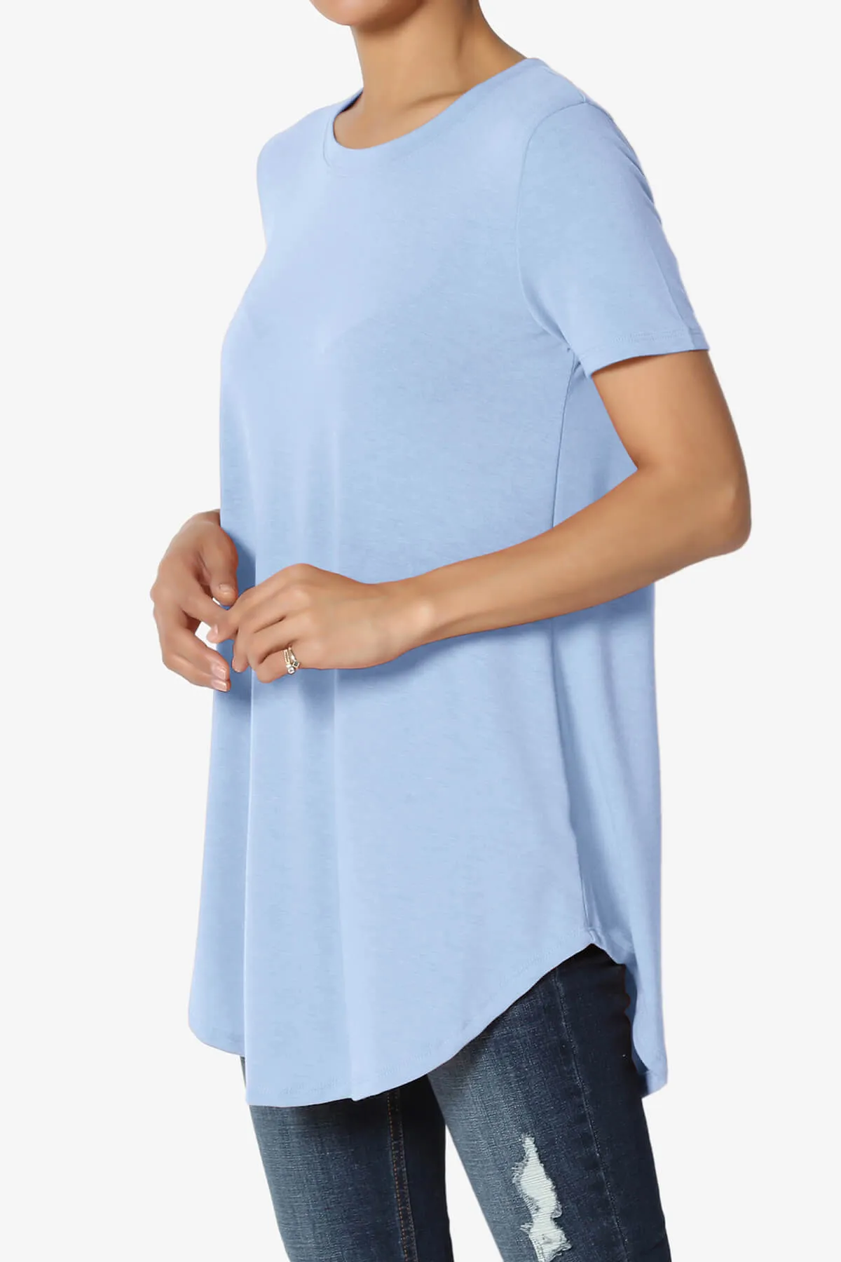 Tristan Essential Short Sleeve Round Hem Top PLUS