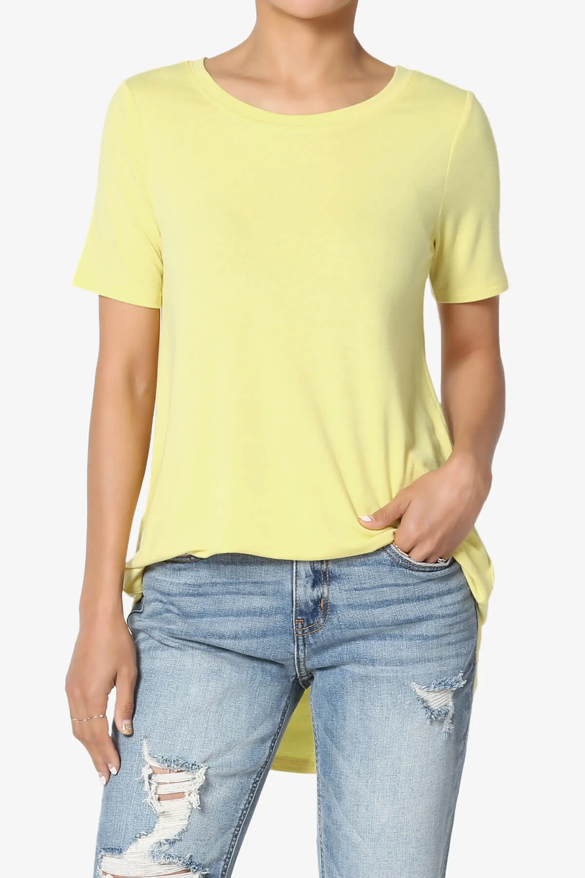 Tristan Essential Short Sleeve Round Hem Top PLUS