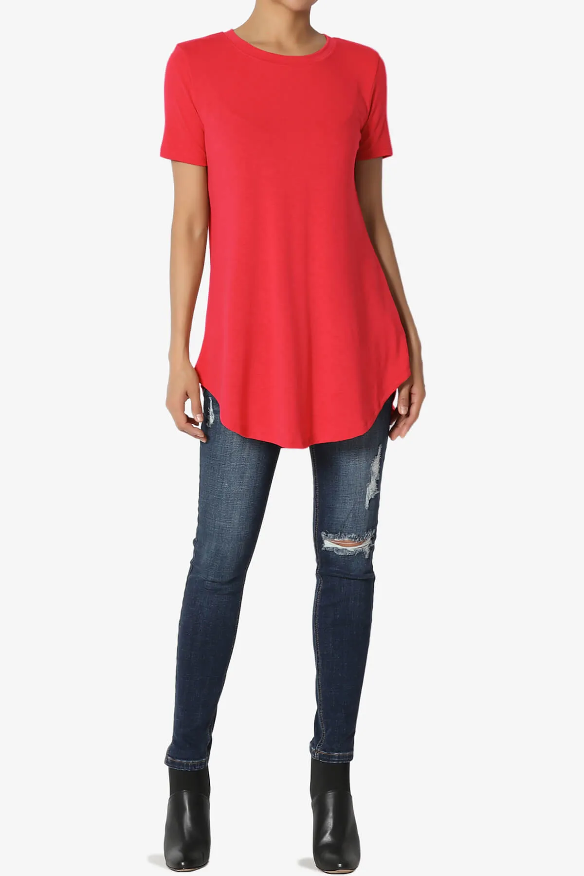 Tristan Essential Short Sleeve Round Hem Top PLUS