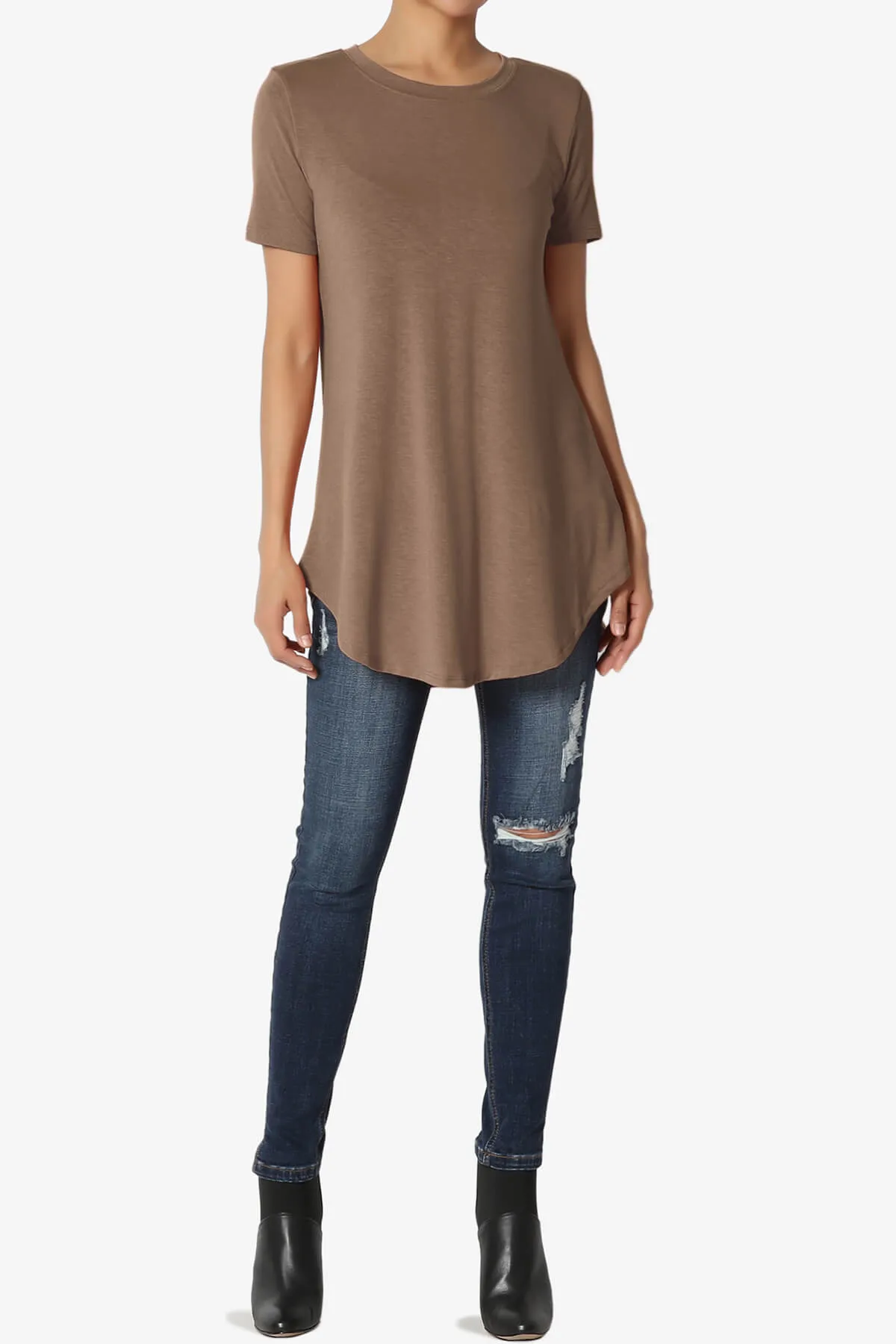 Tristan Essential Short Sleeve Round Hem Top PLUS