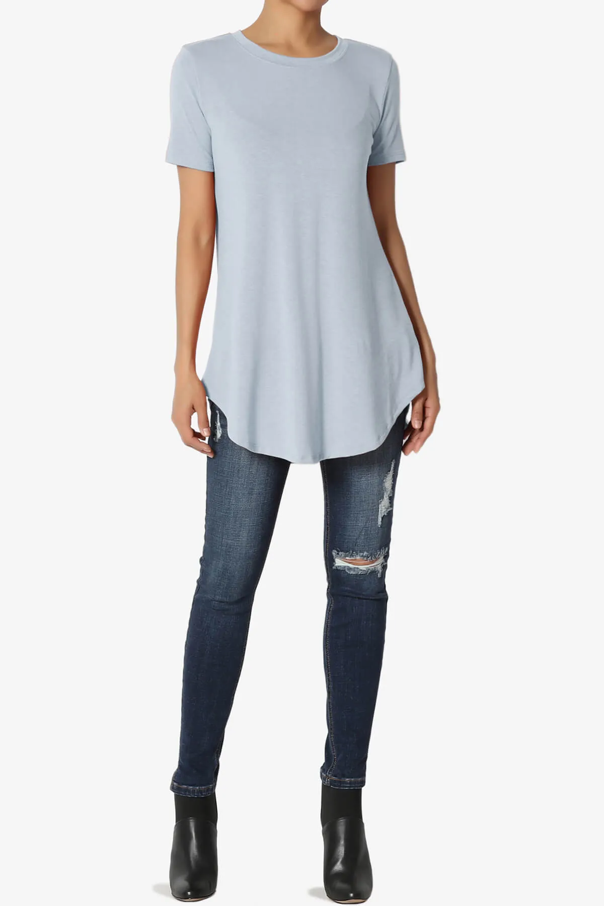 Tristan Essential Short Sleeve Round Hem Top PLUS