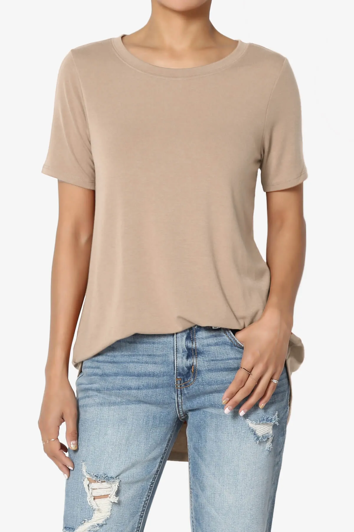 Tristan Essential Short Sleeve Round Hem Top PLUS
