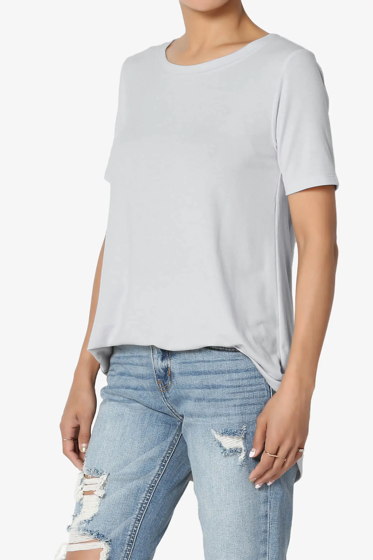 Tristan Essential Short Sleeve Round Hem Top PLUS