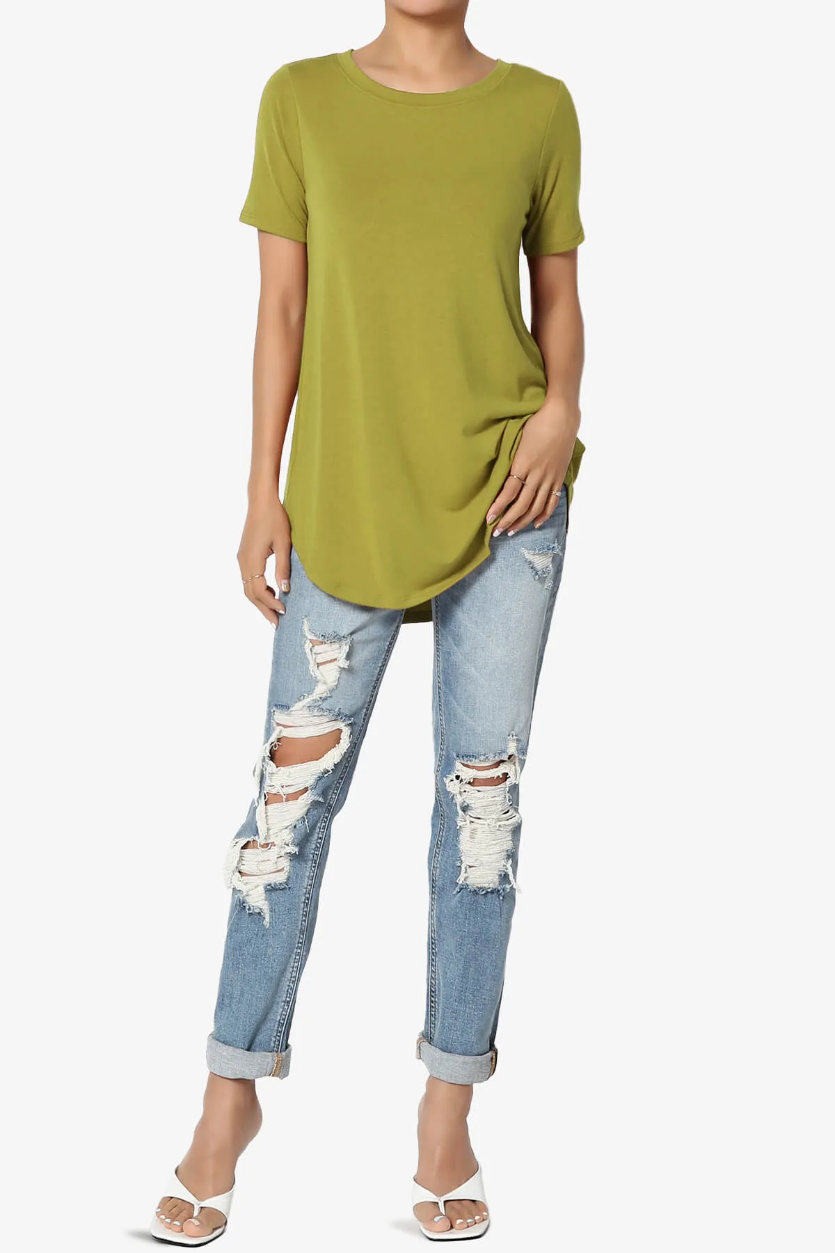 Tristan Essential Short Sleeve Round Hem Top PLUS