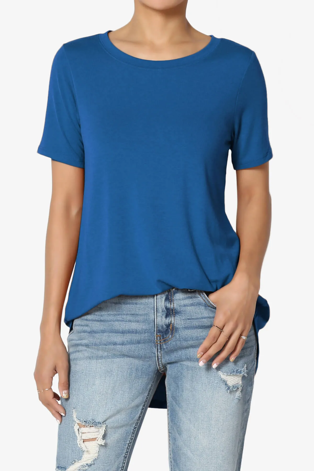 Tristan Essential Short Sleeve Round Hem Top PLUS