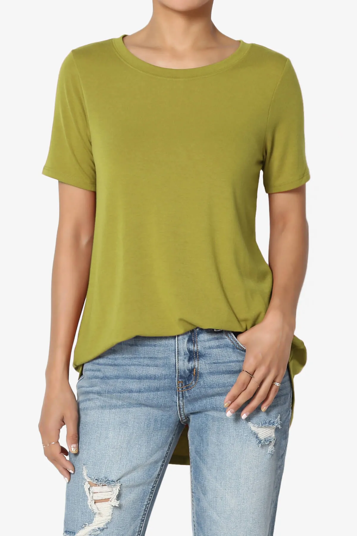 Tristan Essential Short Sleeve Round Hem Top PLUS