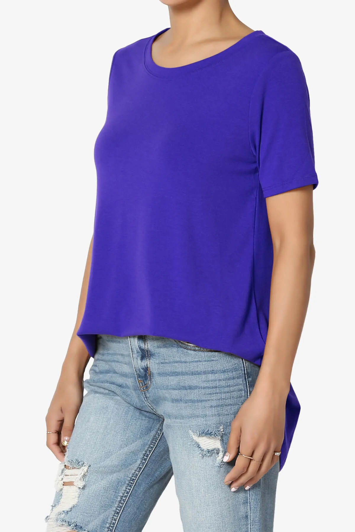 Tristan Essential Short Sleeve Round Hem Top PLUS