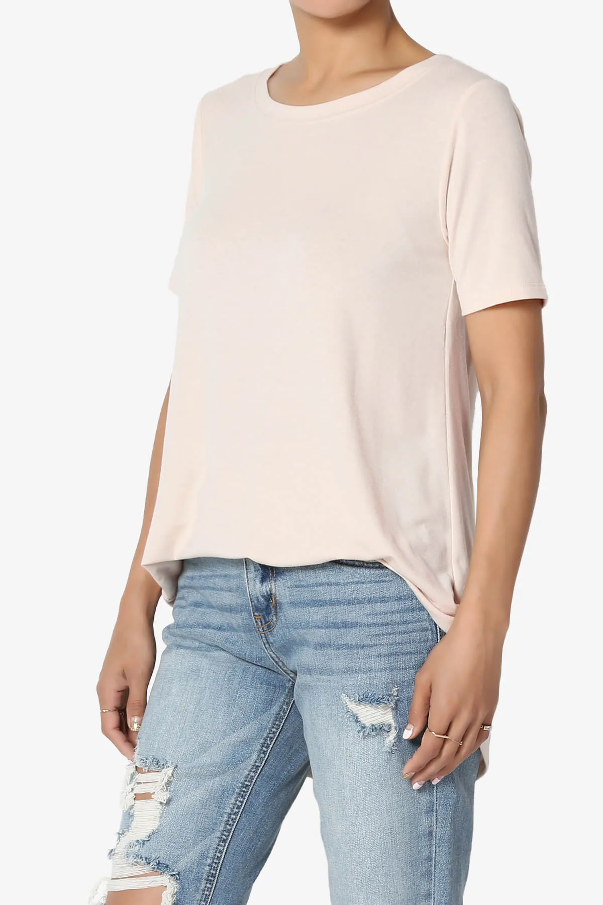 Tristan Essential Short Sleeve Round Hem Top PLUS