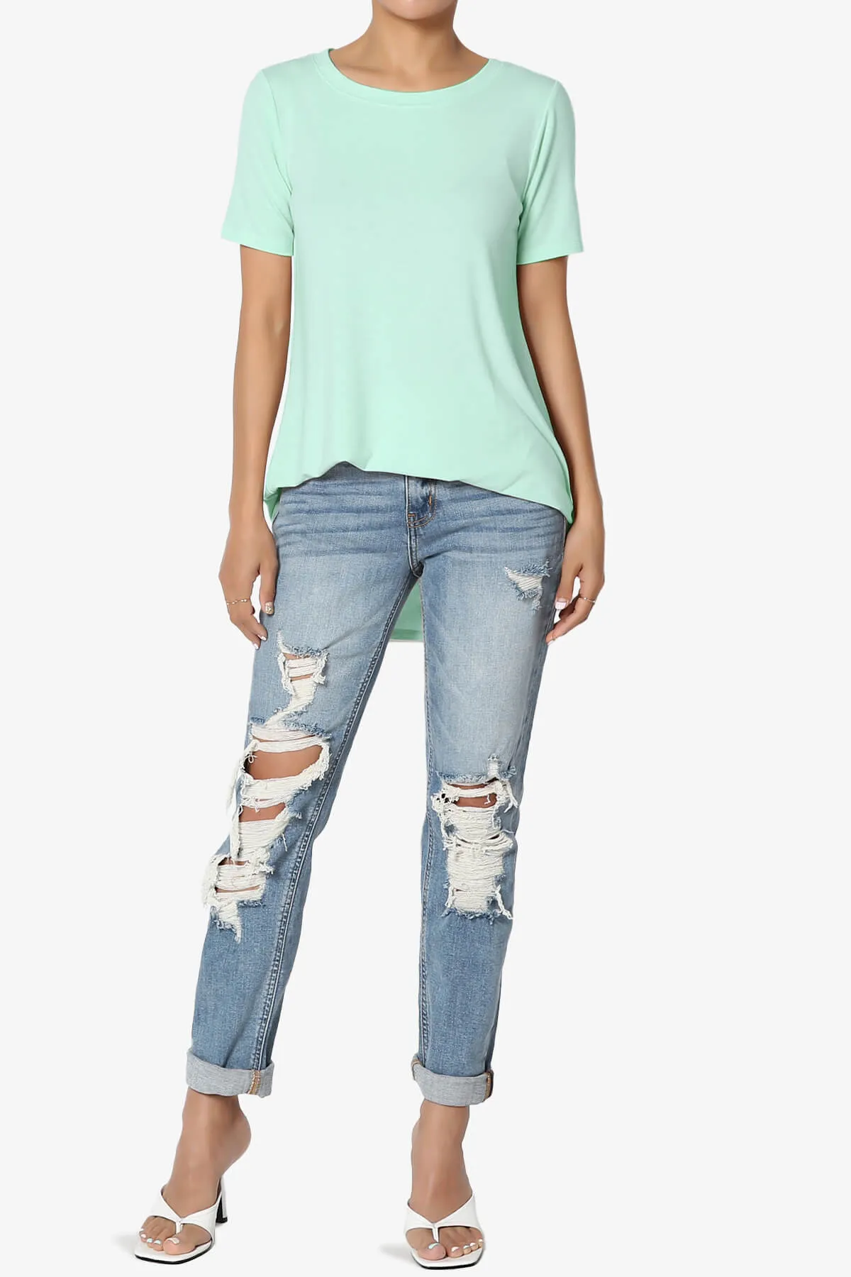 Tristan Essential Short Sleeve Round Hem Top PLUS