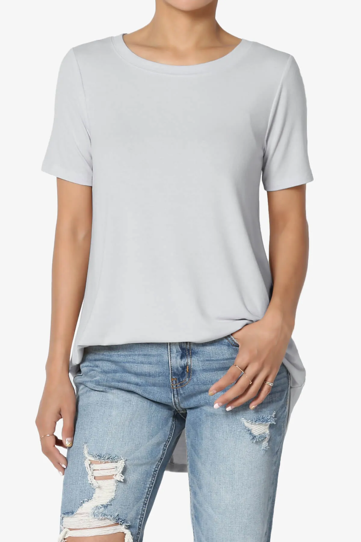 Tristan Essential Short Sleeve Round Hem Top PLUS