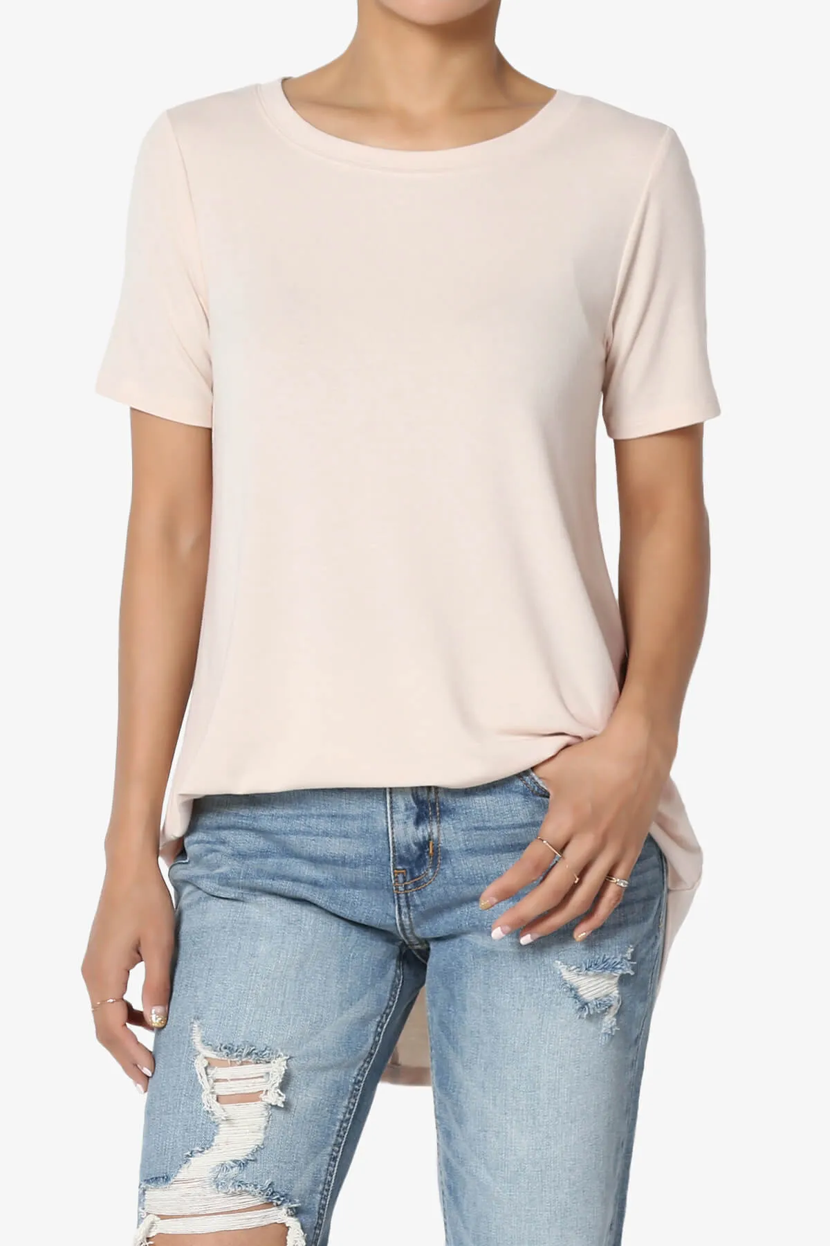 Tristan Essential Short Sleeve Round Hem Top PLUS