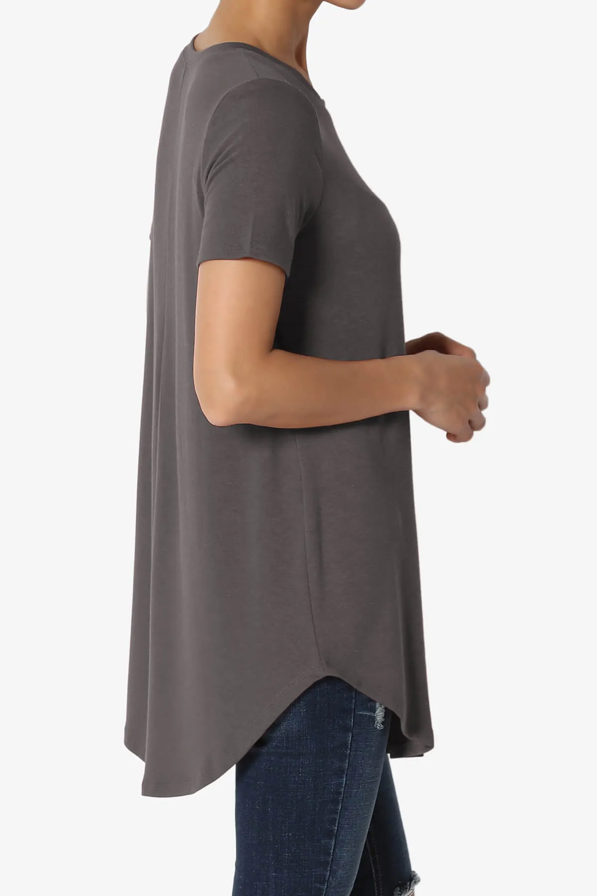 Tristan Essential Short Sleeve Round Hem Top PLUS
