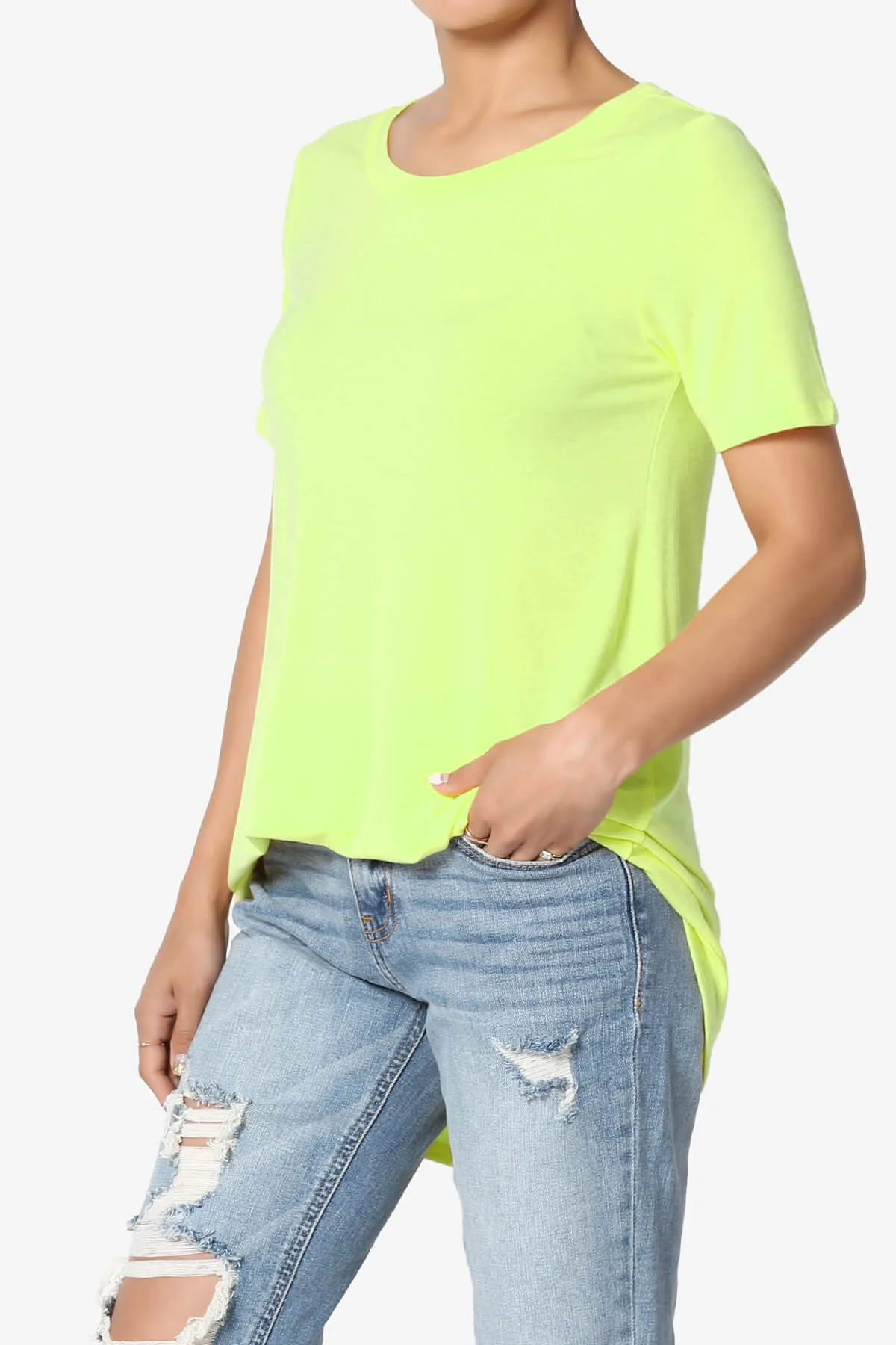 Tristan Essential Short Sleeve Round Hem Top PLUS