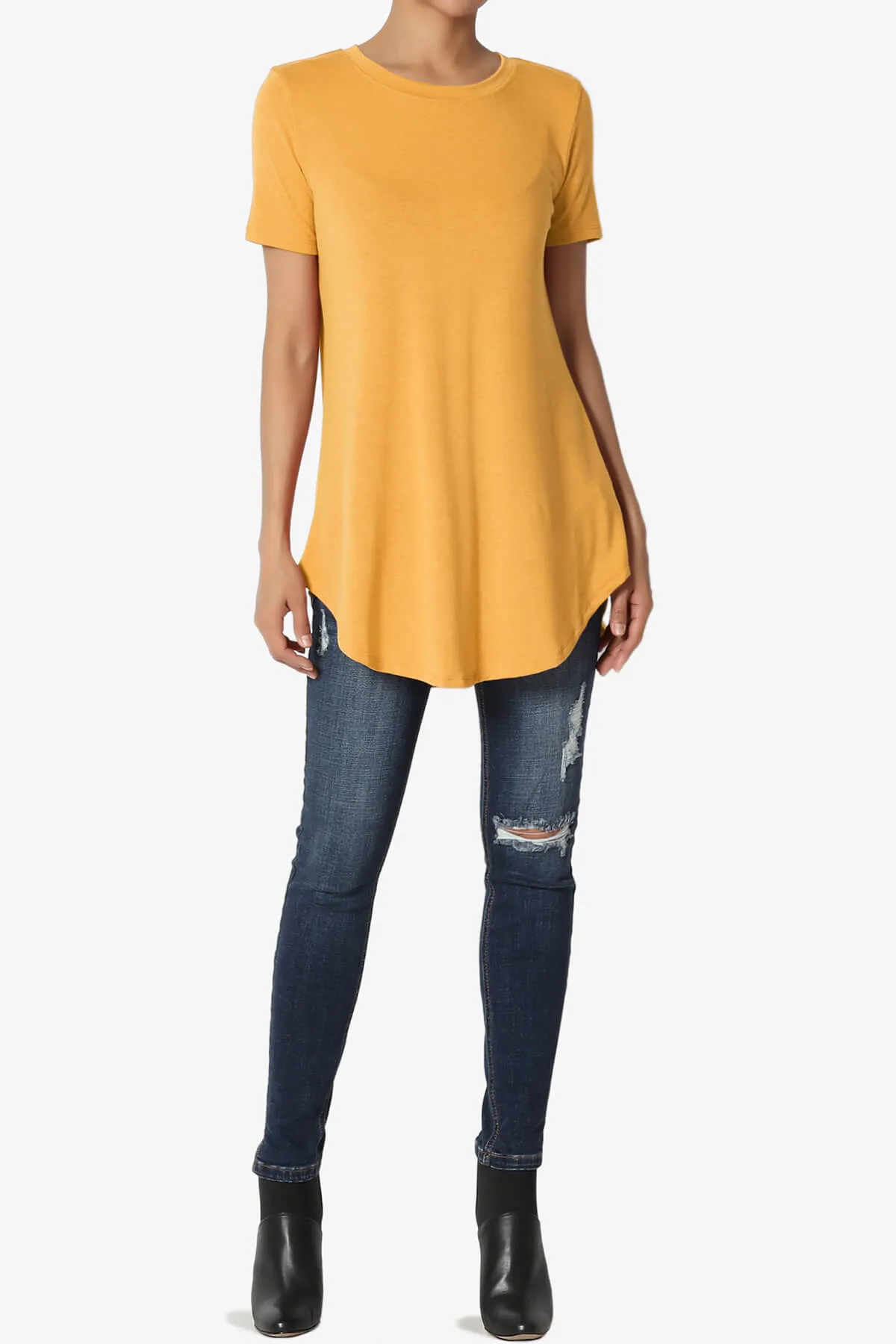 Tristan Essential Short Sleeve Round Hem Top PLUS