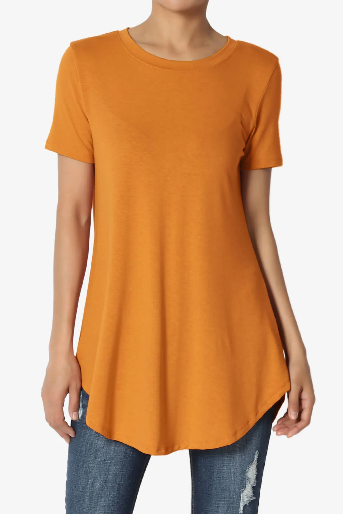 Tristan Essential Short Sleeve Round Hem Top PLUS