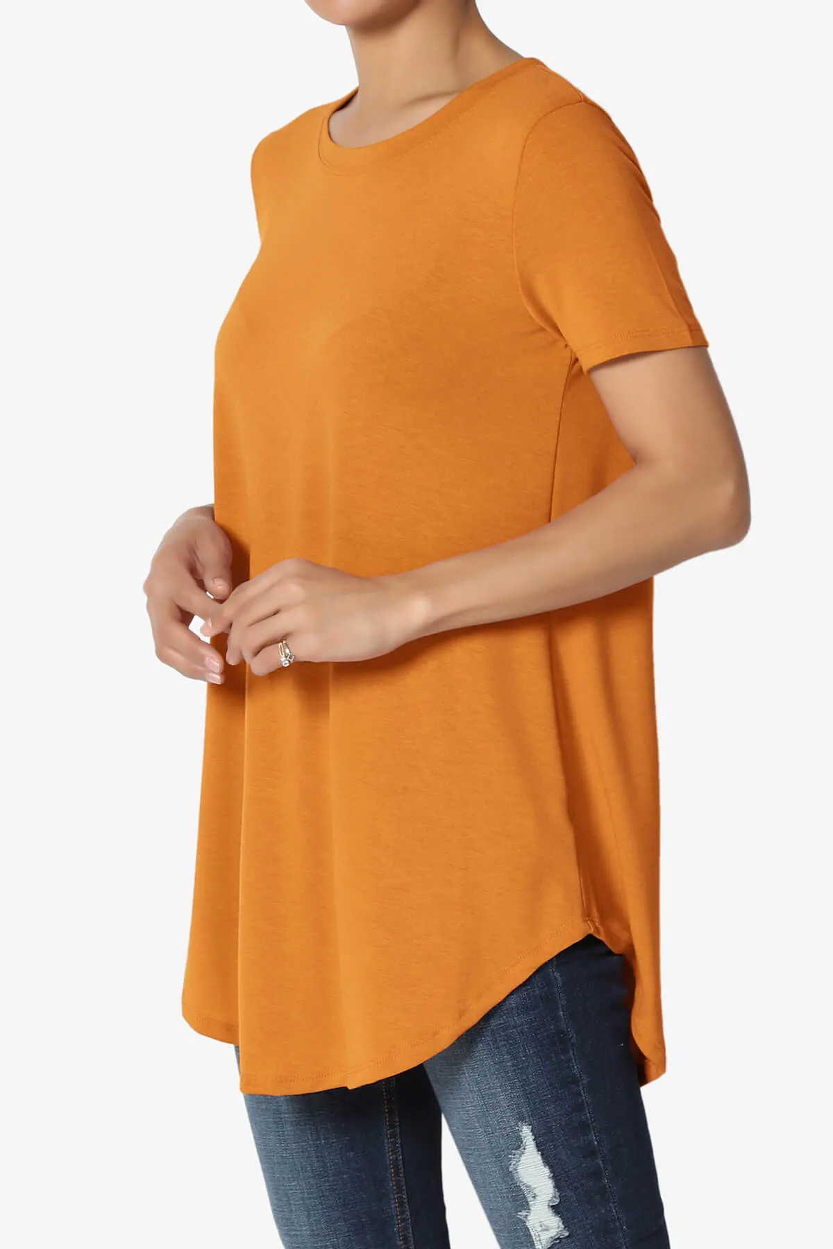 Tristan Essential Short Sleeve Round Hem Top PLUS