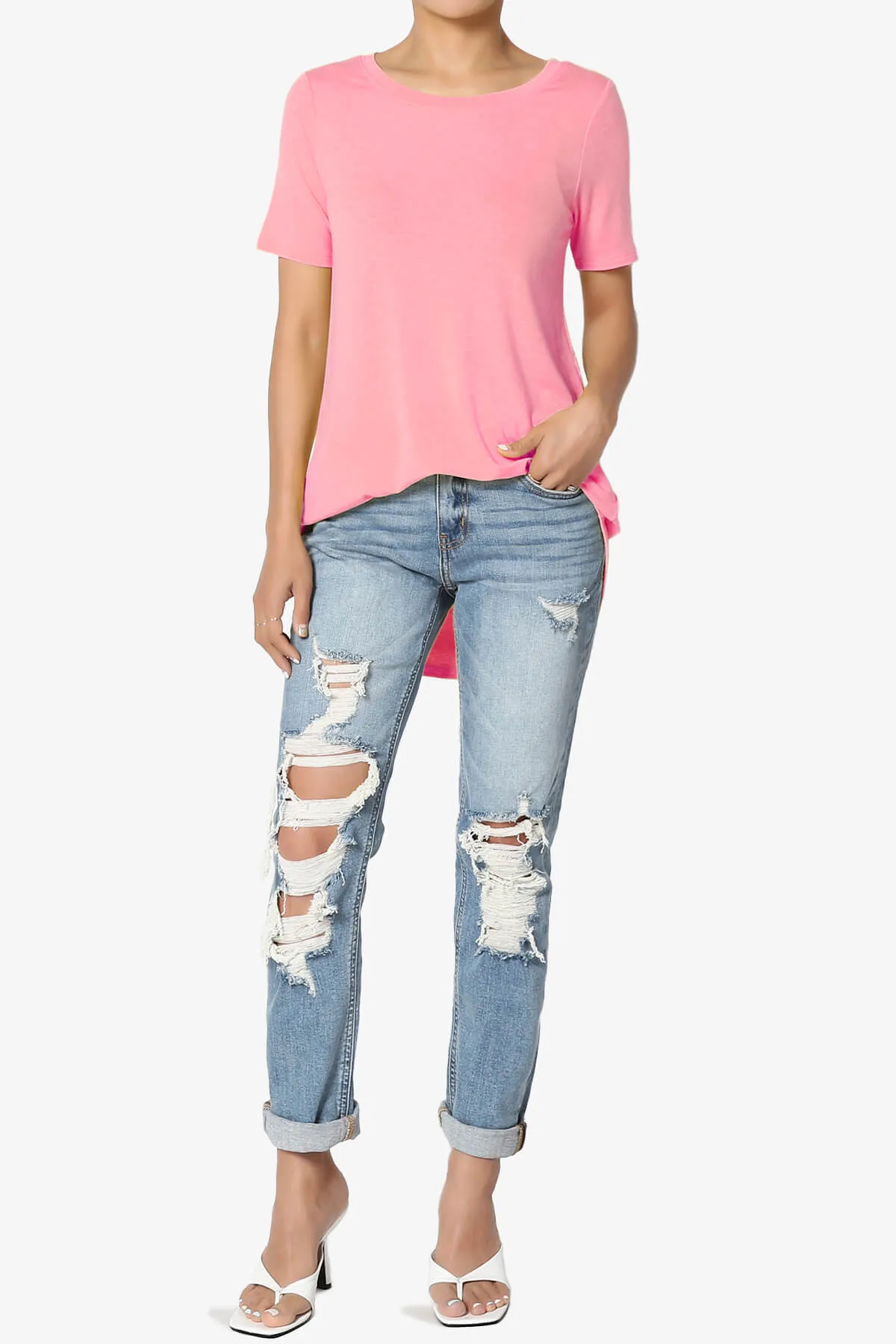 Tristan Essential Short Sleeve Round Hem Top PLUS