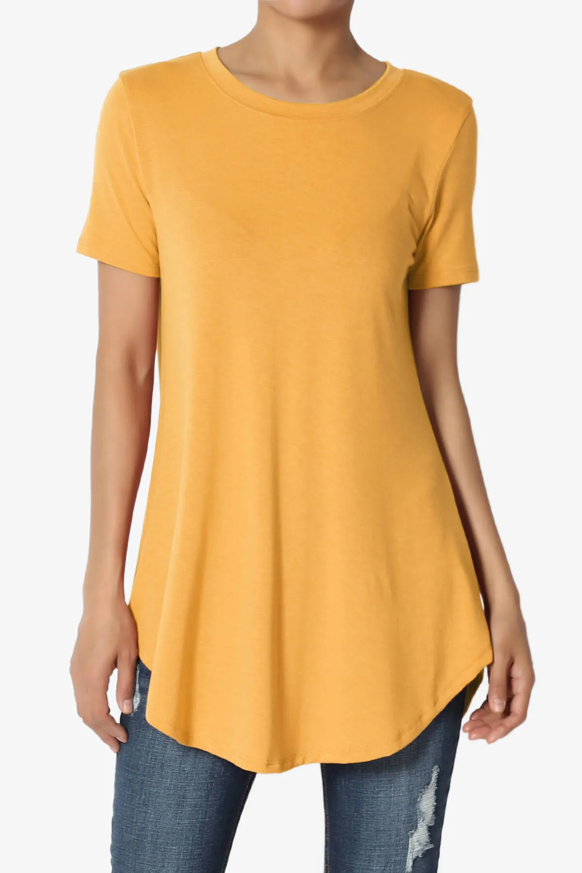 Tristan Essential Short Sleeve Round Hem Top PLUS