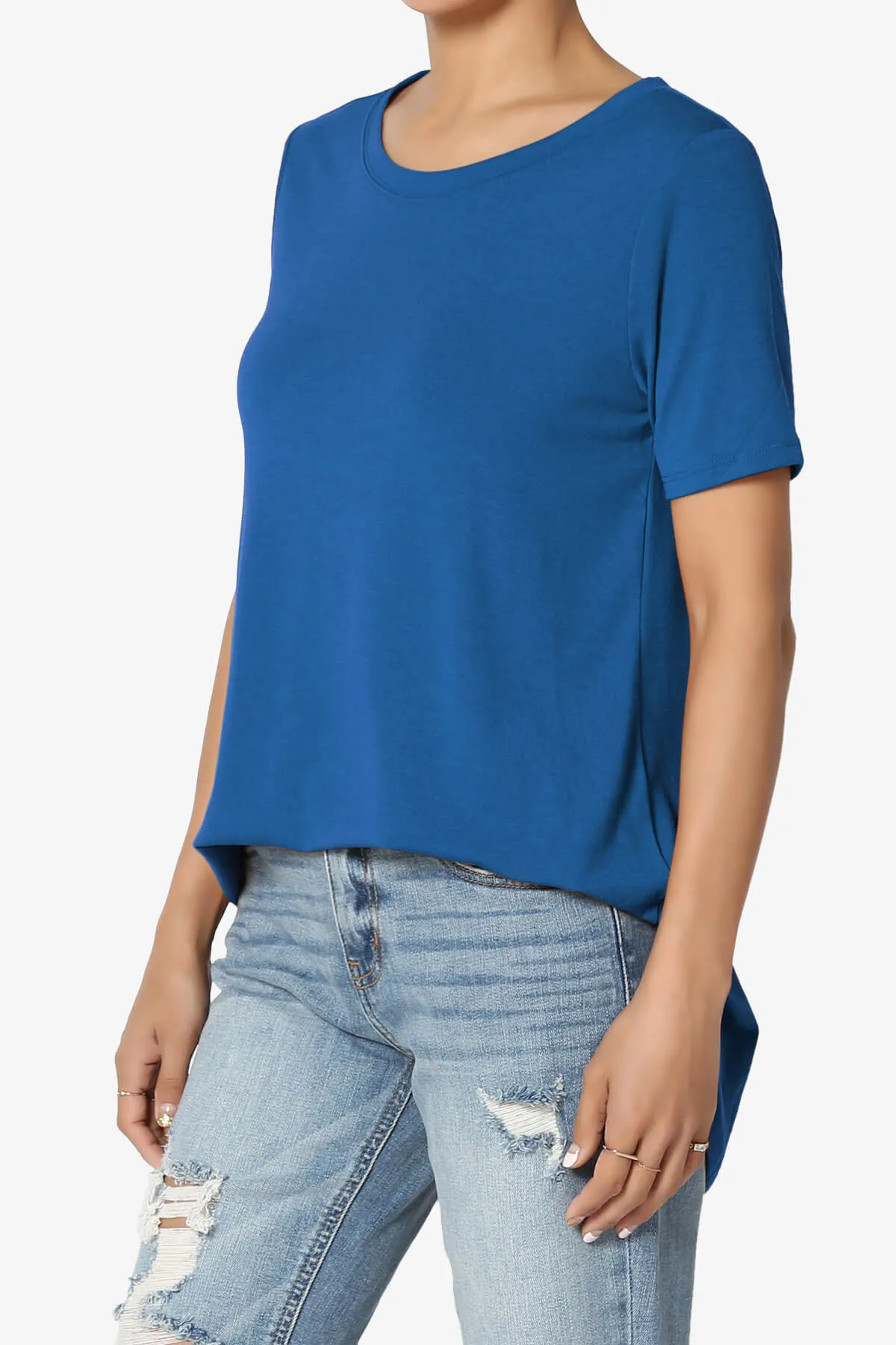 Tristan Essential Short Sleeve Round Hem Top PLUS