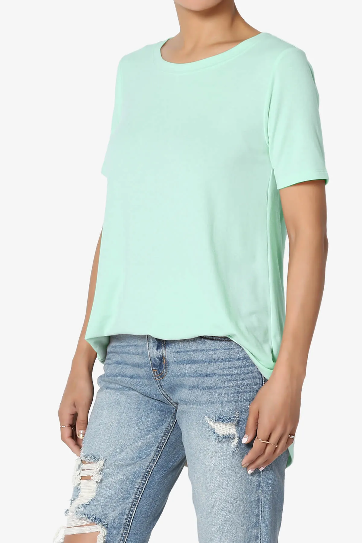 Tristan Essential Short Sleeve Round Hem Top PLUS