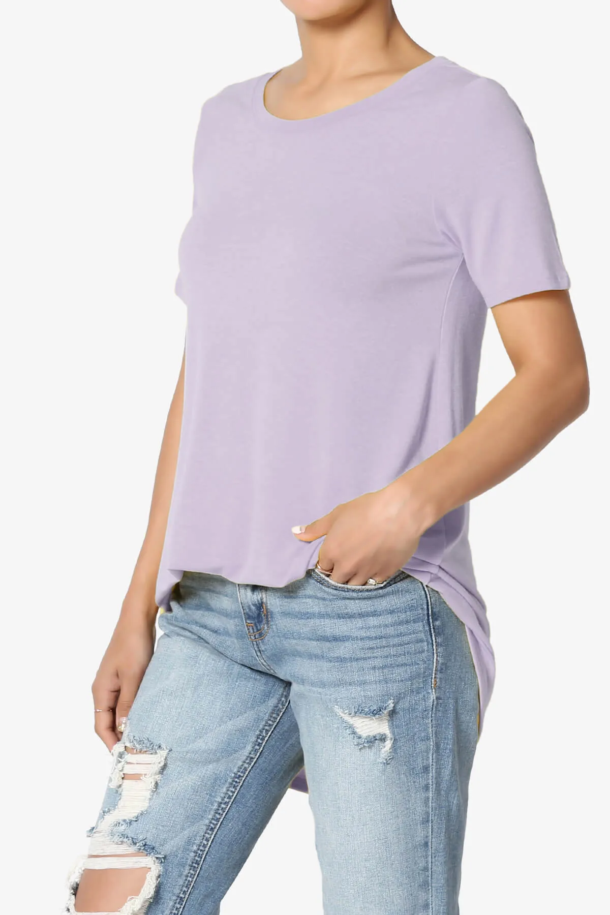 Tristan Essential Short Sleeve Round Hem Top PLUS