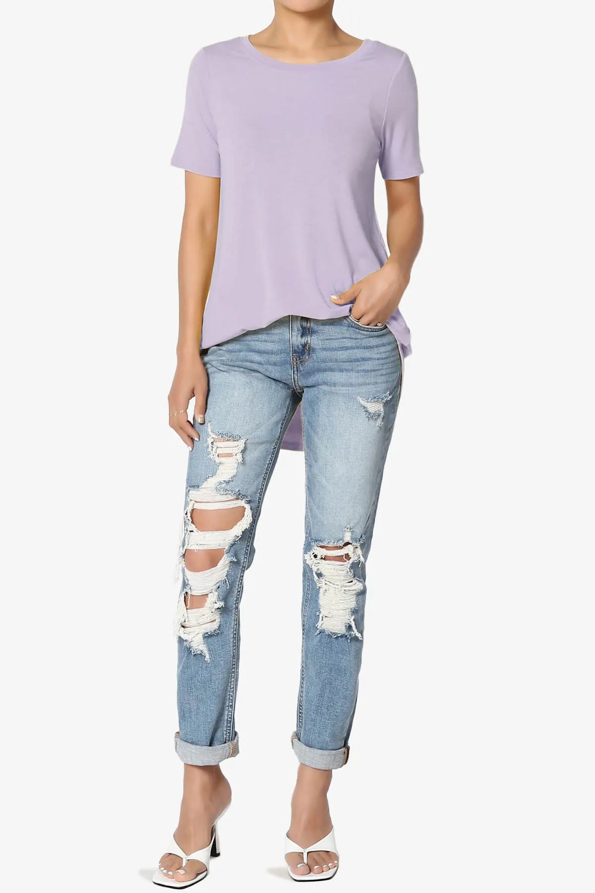 Tristan Essential Short Sleeve Round Hem Top PLUS