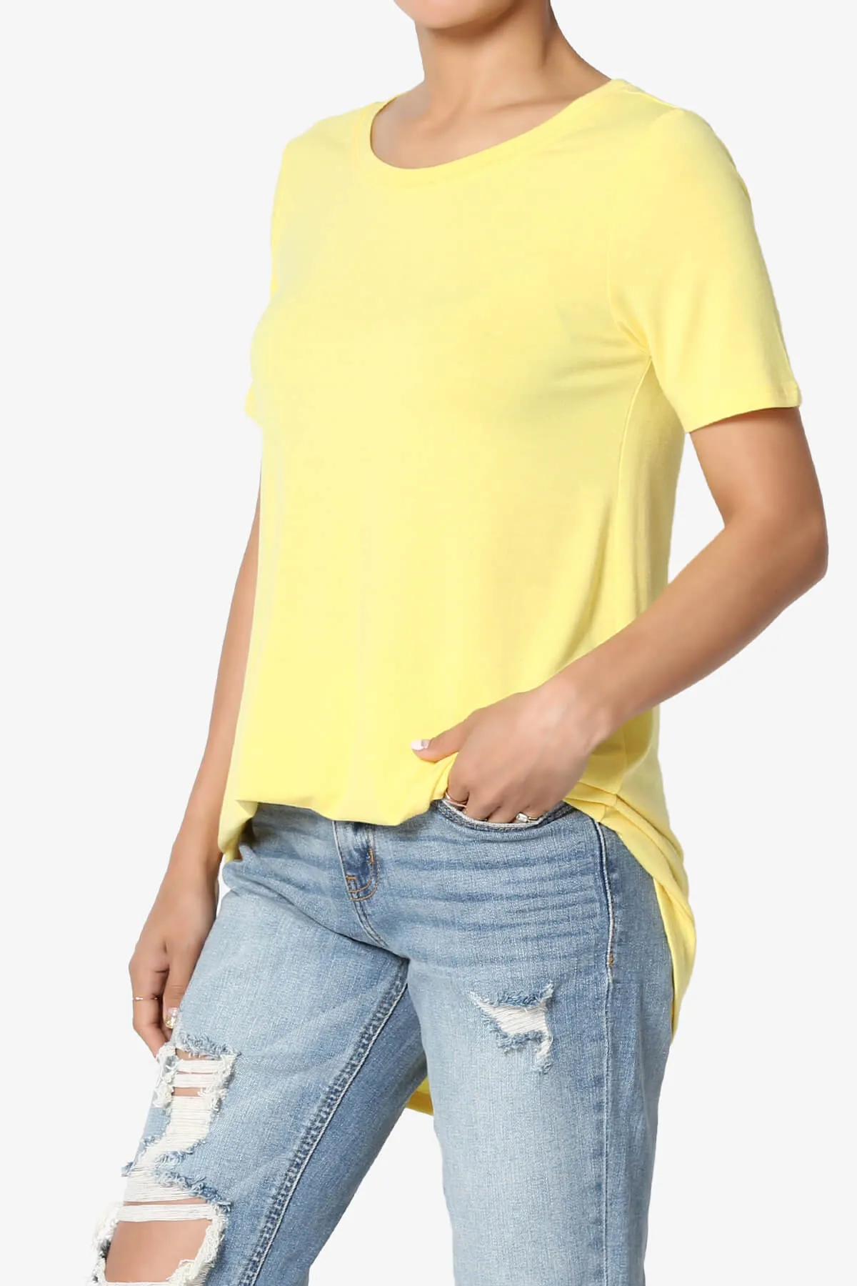 Tristan Essential Short Sleeve Round Hem Top PLUS