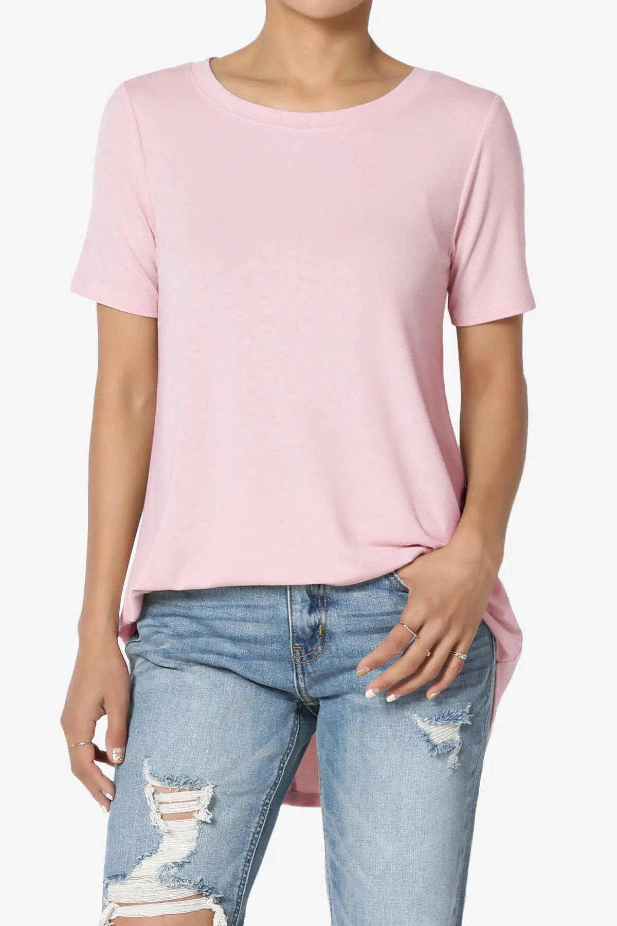 Tristan Essential Short Sleeve Round Hem Top PLUS