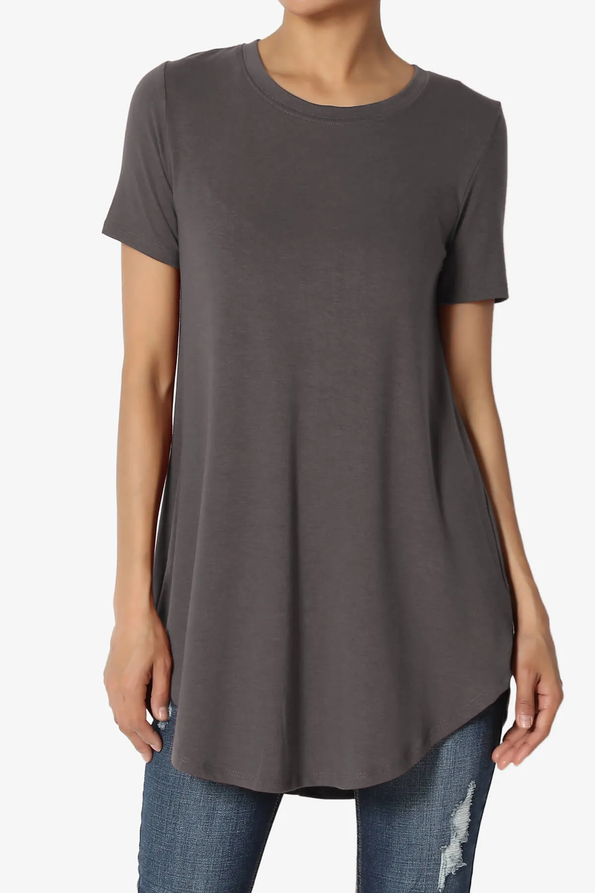 Tristan Essential Short Sleeve Round Hem Top PLUS