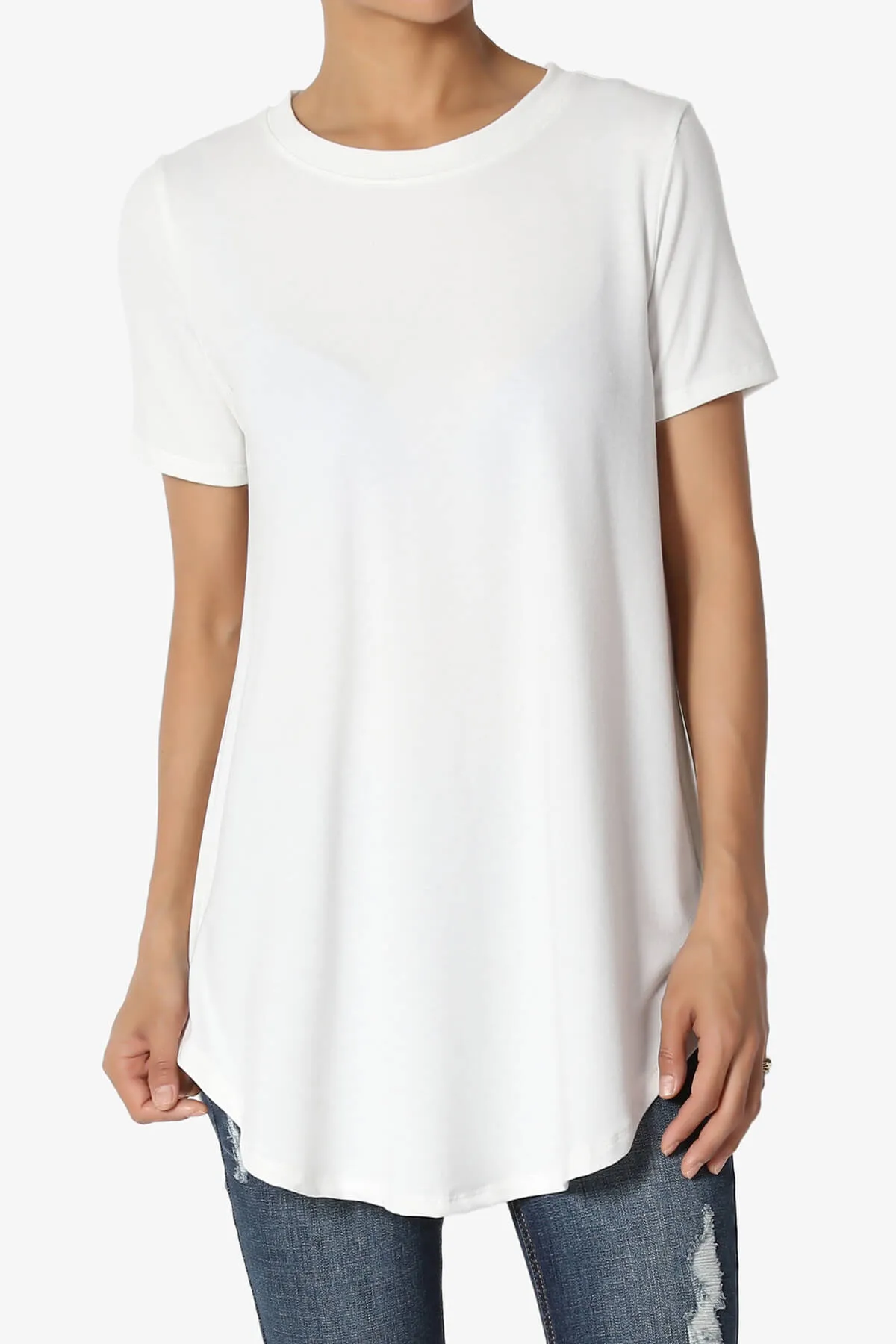 Tristan Essential Short Sleeve Round Hem Top PLUS