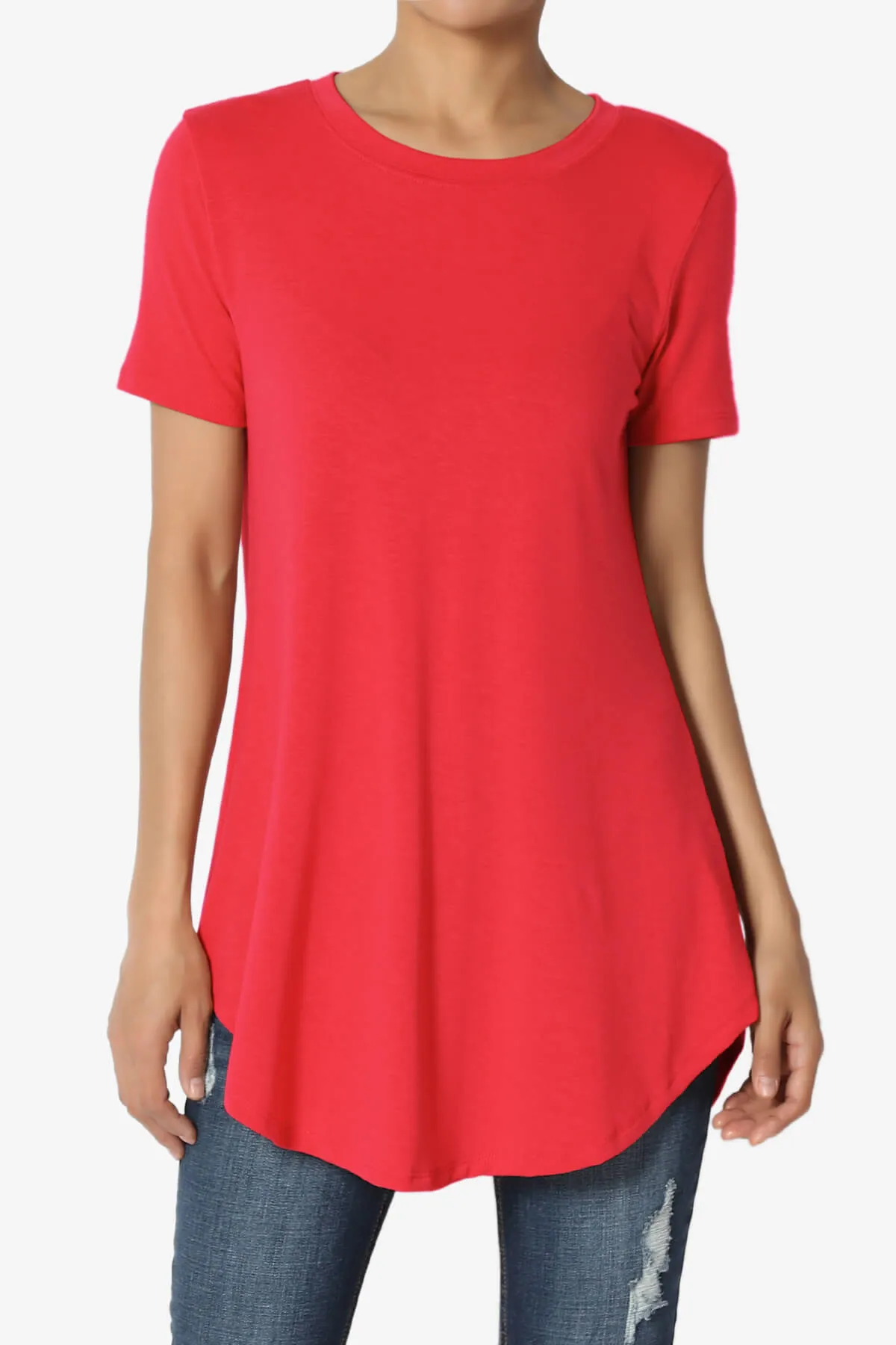 Tristan Essential Short Sleeve Round Hem Top PLUS