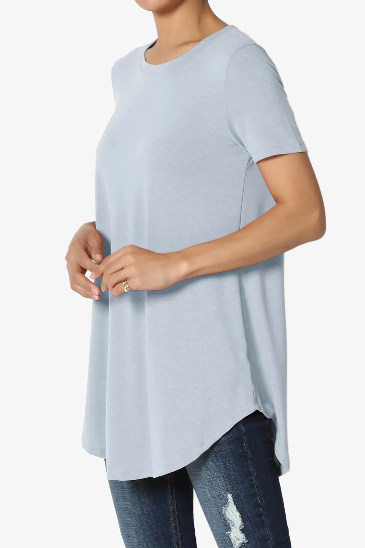 Tristan Essential Short Sleeve Round Hem Top PLUS