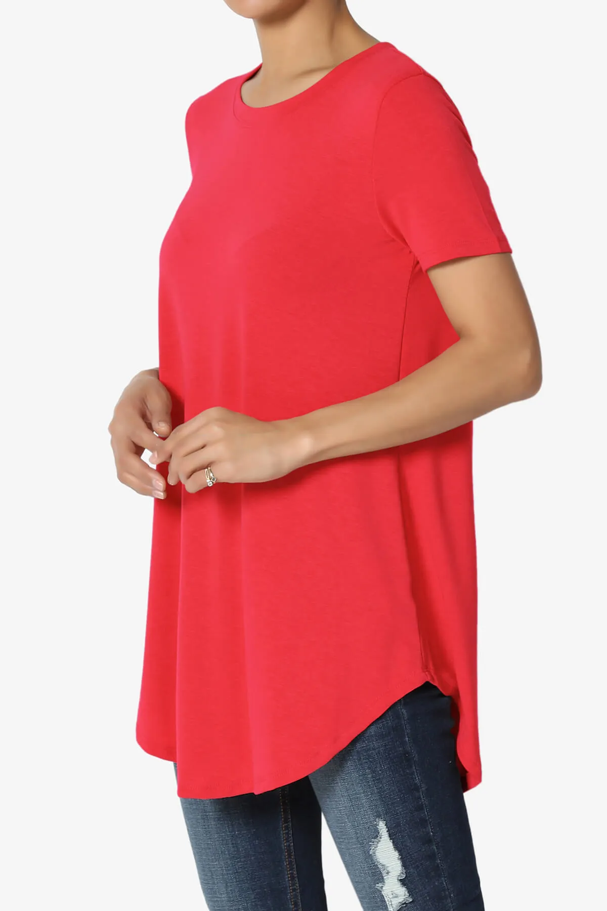 Tristan Essential Short Sleeve Round Hem Top PLUS