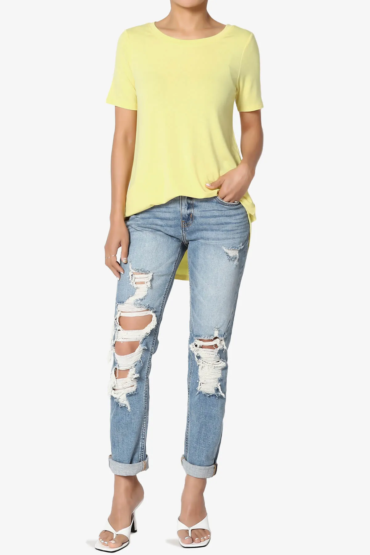 Tristan Essential Short Sleeve Round Hem Top PLUS