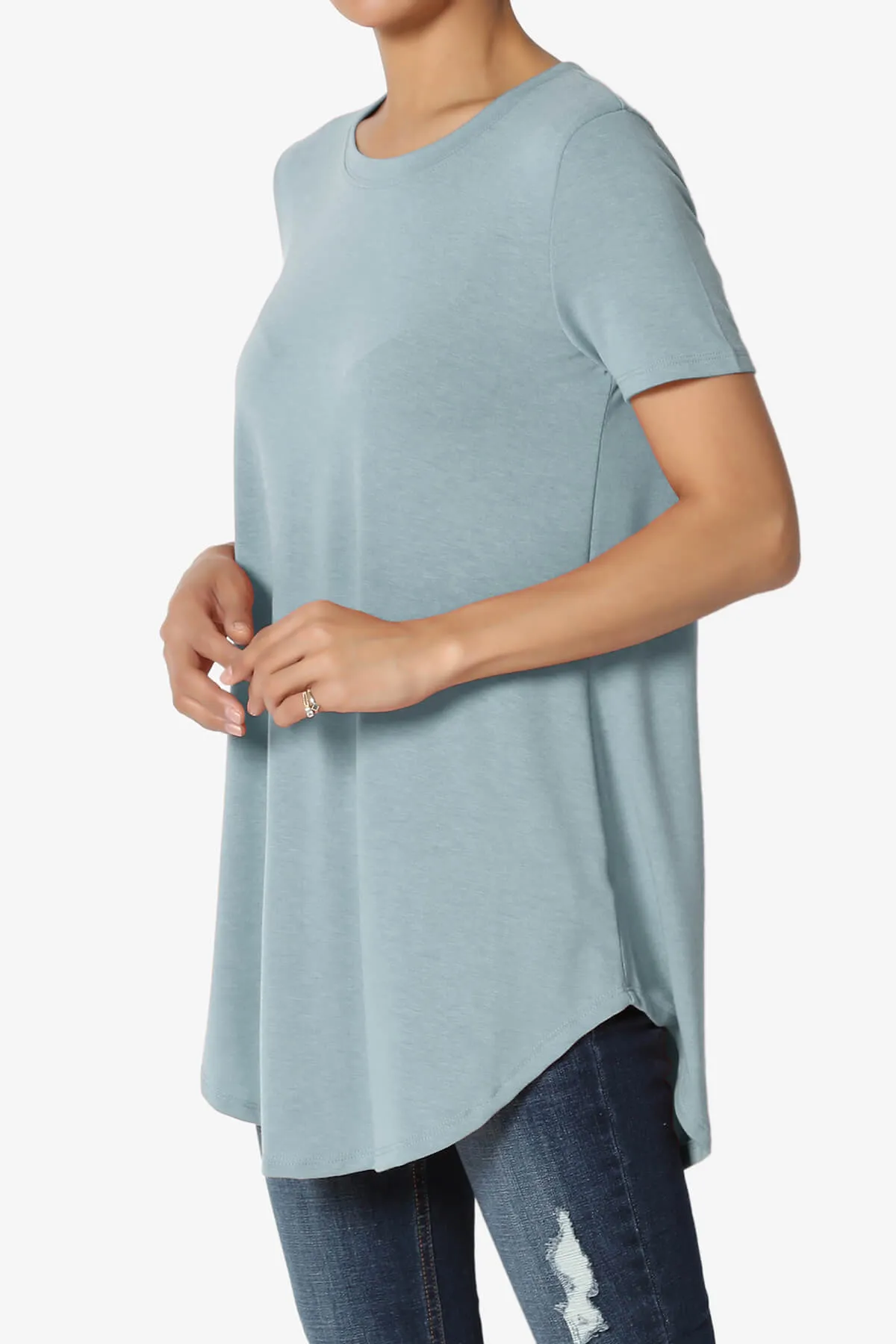 Tristan Essential Short Sleeve Round Hem Top PLUS