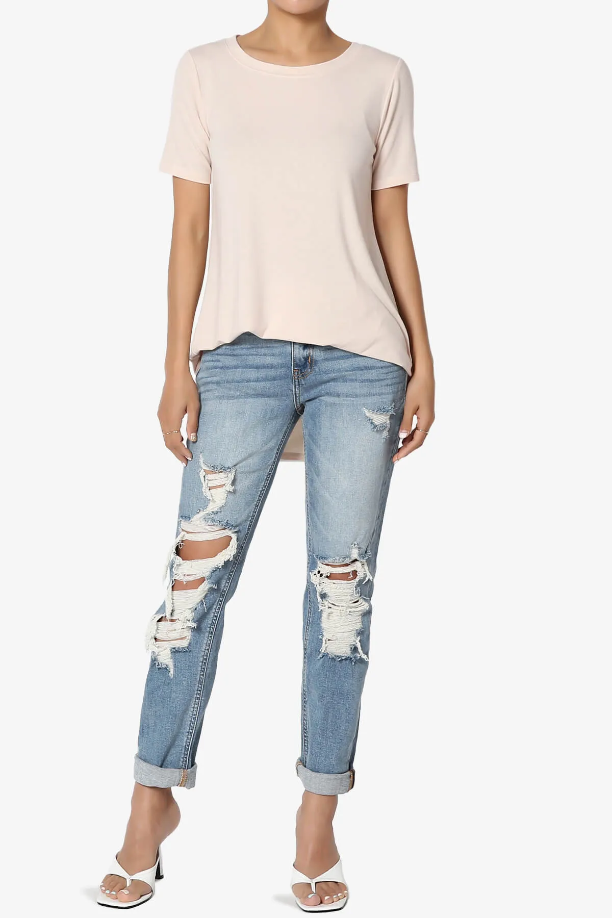 Tristan Essential Short Sleeve Round Hem Top PLUS