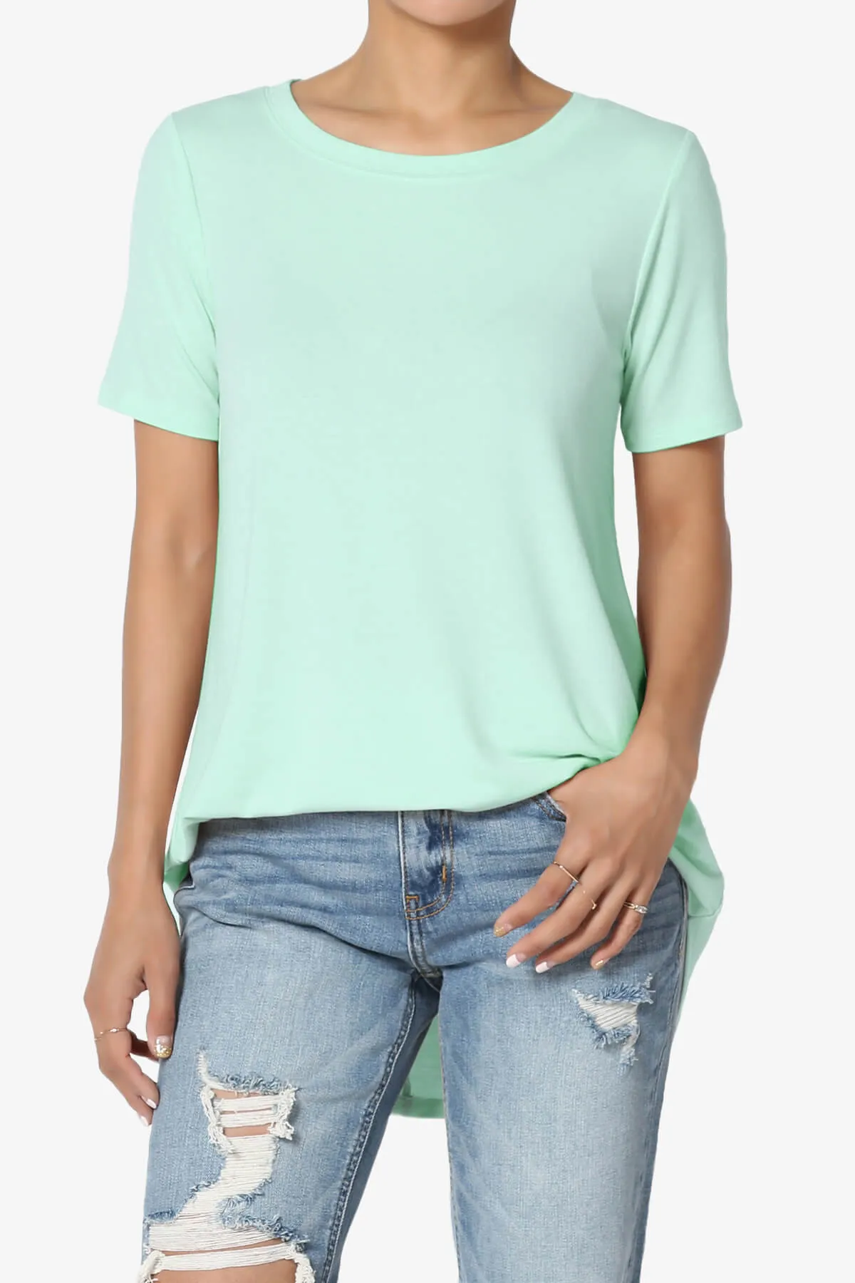 Tristan Essential Short Sleeve Round Hem Top PLUS