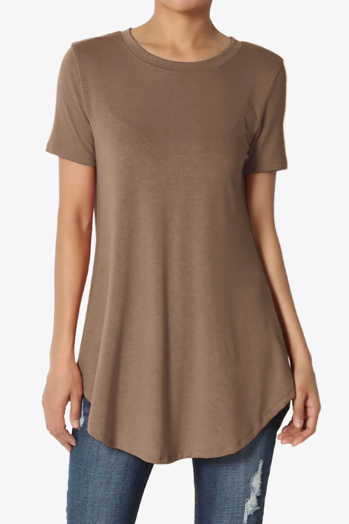 Tristan Essential Short Sleeve Round Hem Top PLUS