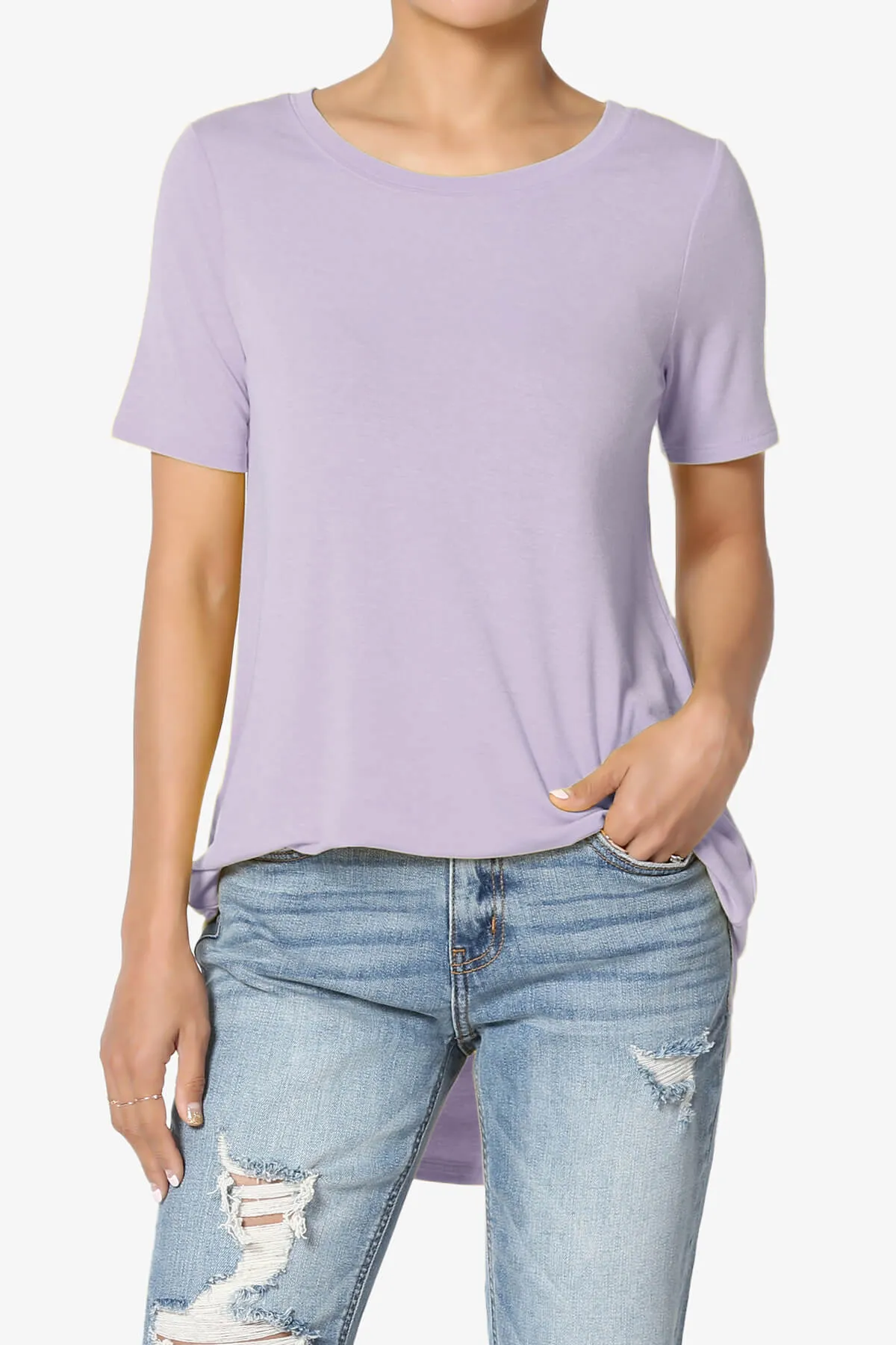 Tristan Essential Short Sleeve Round Hem Top PLUS